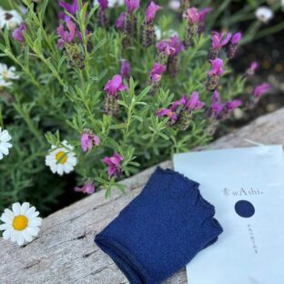 素wAshi　和紙の靴下肌着　足汗対策　ネイビーブルー　2組入